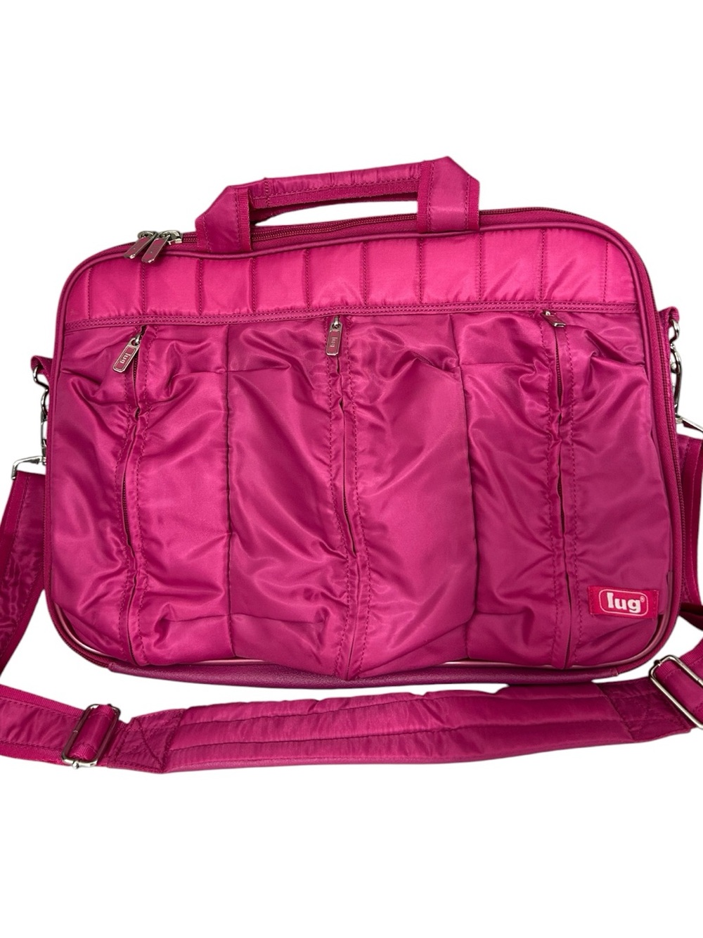 Lug Flatbed Laptop Bag with Shoulder Strap Pink